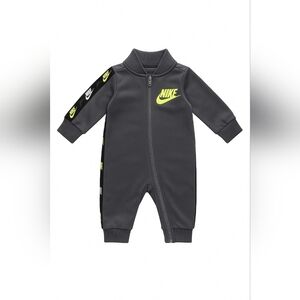 Nike Baby Boys Long Sleeve Tricot Taping Coverall - charcoal gray, black, neon